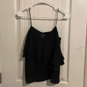 J. Crew Black Ruffle Tank